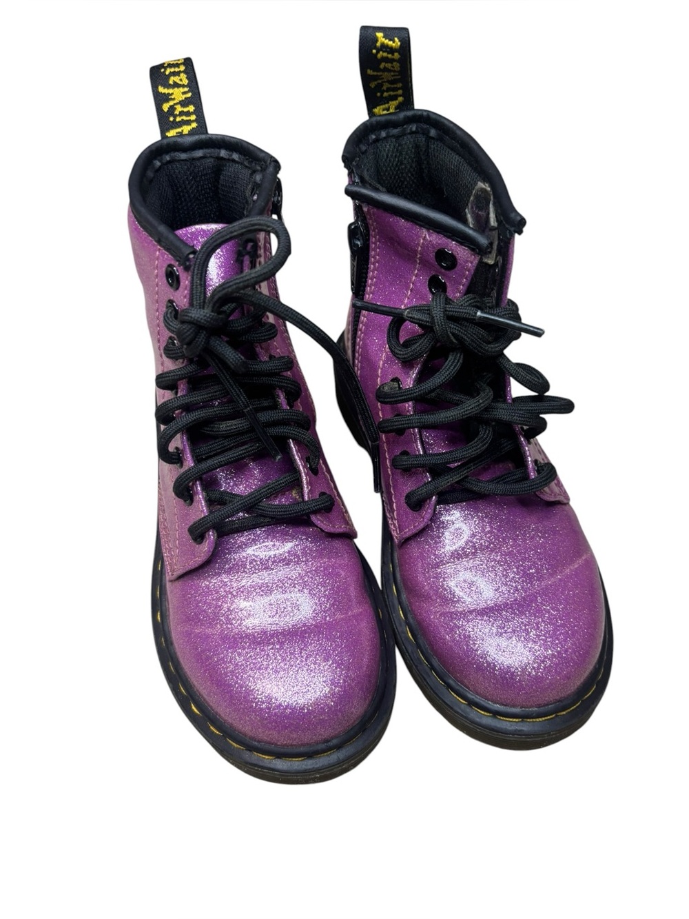 Dr. Martens 1460 glitter lace up boots, purple/pink, Girls size 12 - Picture 2 of 6